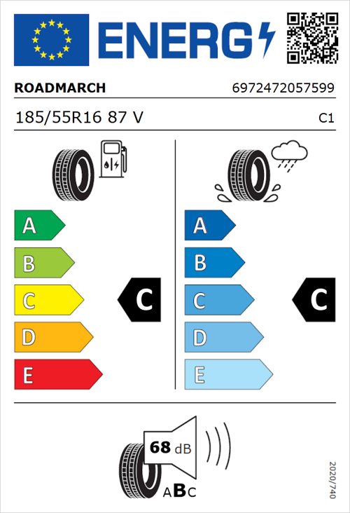 Tyre Label for Roadmarch Ecopro 99 185/55R16 87V