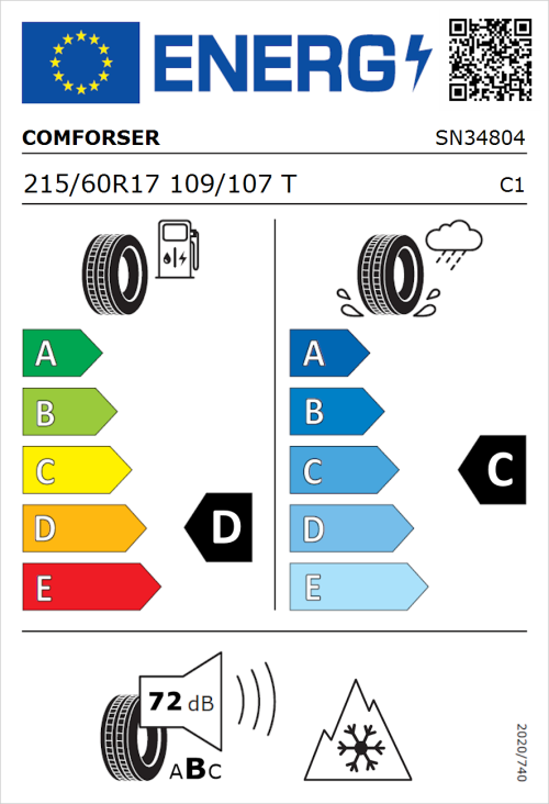 Tyre Label for Comforser CF350 215/60R17 109/107T
